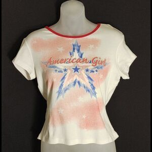 WHITE T SHIRT W/"AMERICAN GIRL" ON FRONT